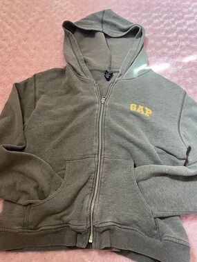 GAP grey Zip Hoodie with Yellow Logo